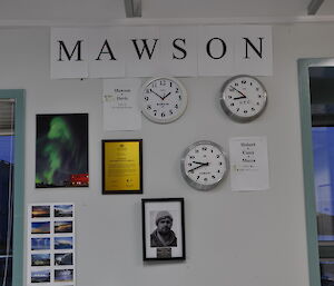 Photo of Neil Streton on wall of Mawson Met Office