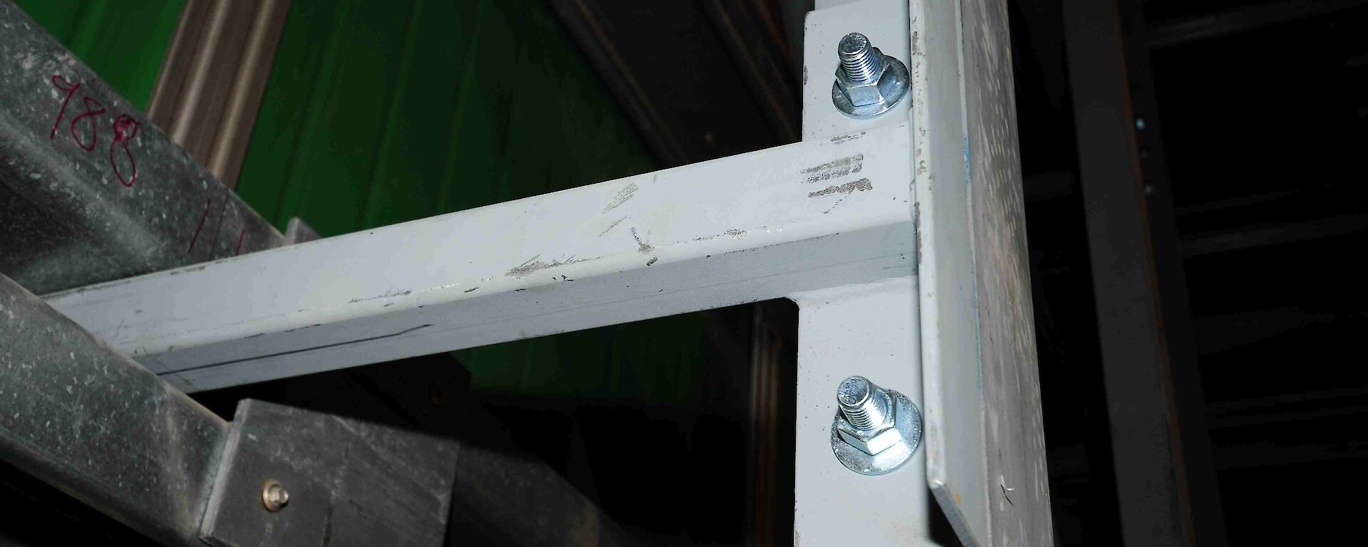 Climbing wall steel work with large steel posts at right angles
