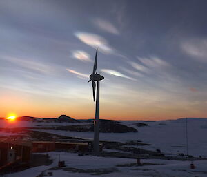 Cloud formations behind the wind turbine
