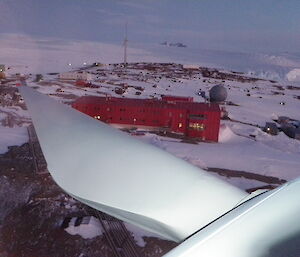 The view of Mawson from the top of the wind turbine