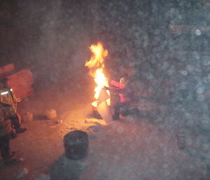 Using a fire blanket in training
