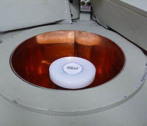 Inside a detector — hard to see but the inside is red.