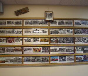 Mawson year photos displayed on a notice board