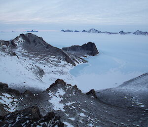 View from South Doodle peak to the ice below.