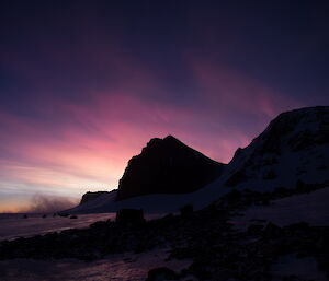 Pink lights of dawn over the mountains of the Nth Masson Range