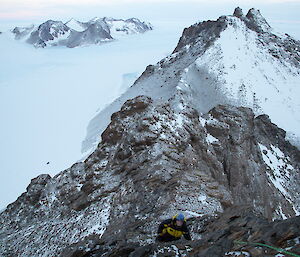 The brony, rocky South Doodle climb with plateau in the distance