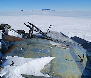 Wing of Russian aircraft on the ice