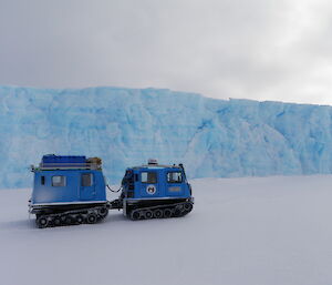 Blue Hagg vehicle and blue iceberg