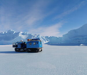Icebergs surround our Hägglunds vehicle