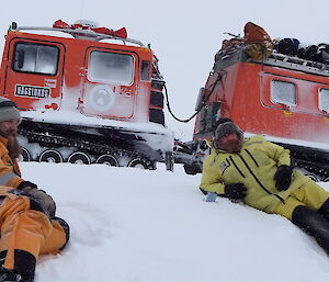 Setting up camp at Colbeck hut