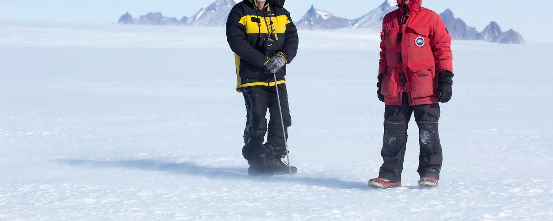 On the Mawson plateau checking the cane lines bedded into the ice