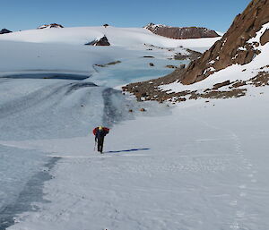 climbing from lake below Mt Burnett