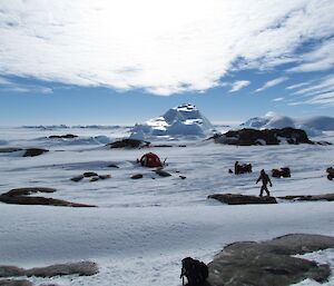 Round red hut on Macey Island