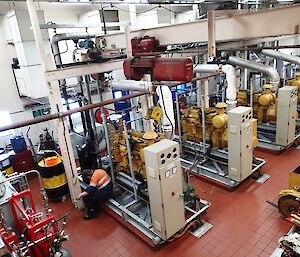 Shot of the Powerhouse from above — room full of machines and pipes.