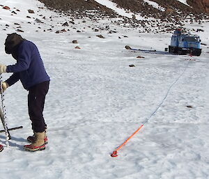 Setting up ice anchors