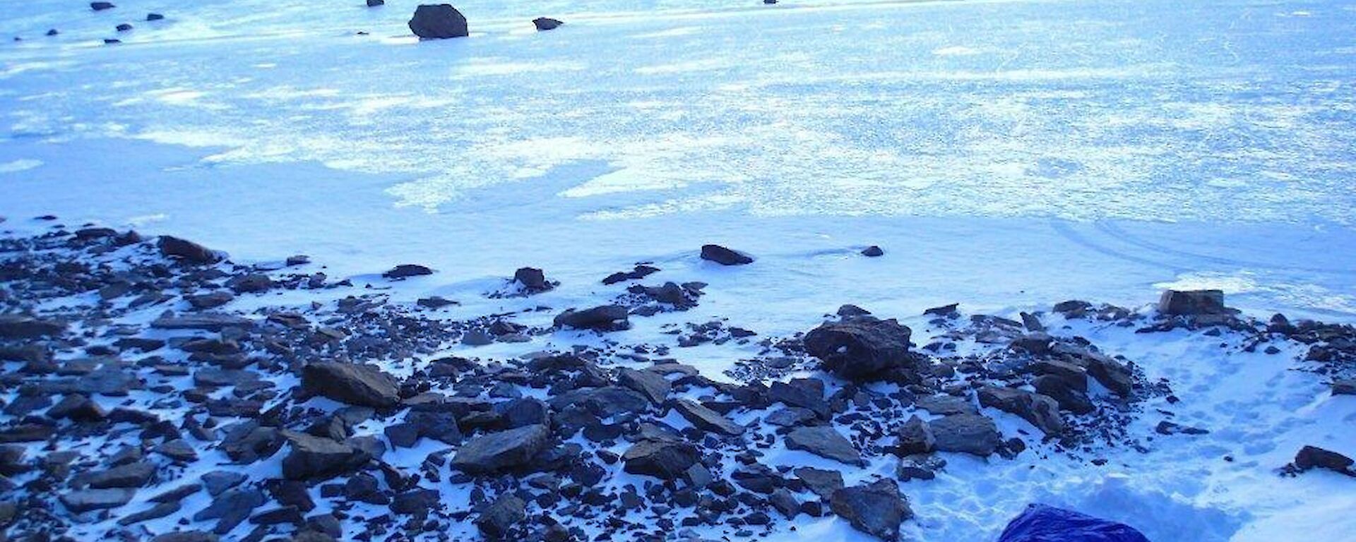 Steve’s bivvy bag in the snow on the ice edge