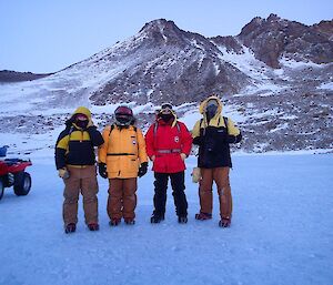 Expeditioners standing at Fearn Lake