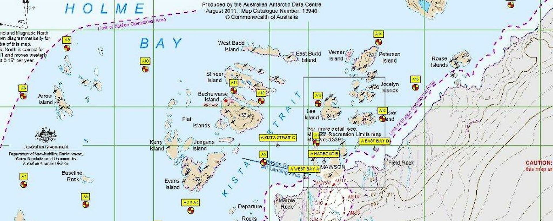 A map detailing the sites of the sea ice that were drilled