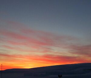 A view of the sunrise out of the mess rom window