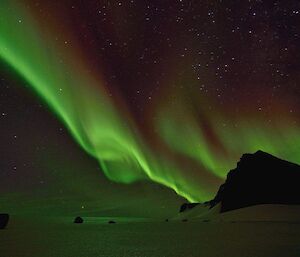 Looking north to an aurora over Painted Peak