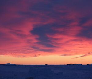 The morning colors over the pack ice