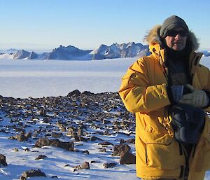 Rocket pictured on the plateau beyond Mawson Research Station