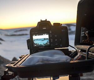 One of two remote cameras set up at Taylor Glacier