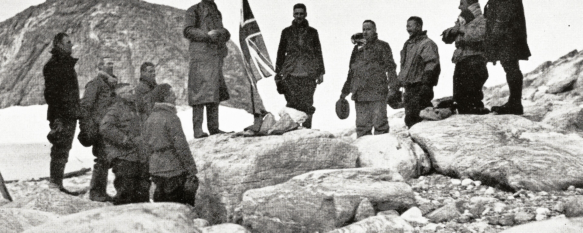 Mawson proclaiming sovereignty, Cape Bruce, 1931