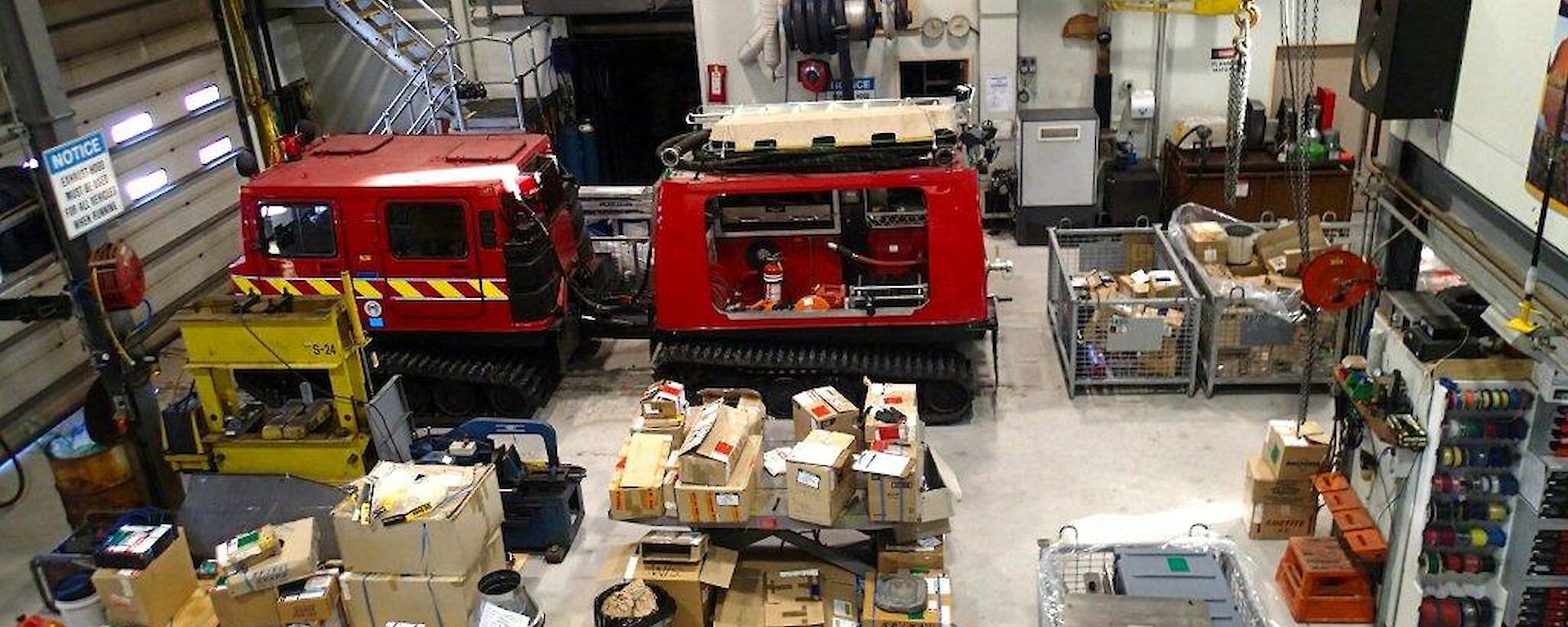 The madness of resupply, the workshop becomes a warehouse with pallets of stock covering the workshop floor