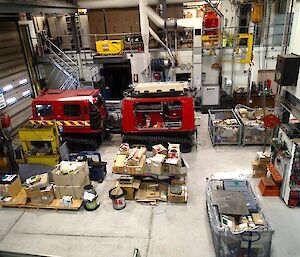 The madness of resupply, the workshop becomes a warehouse with pallets of stock covering the workshop floor