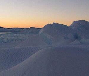 In amongst the pressure ridges that form on the sea ice — ridges of sea ice forced upwards due to the pressure of the ocean tides beneath