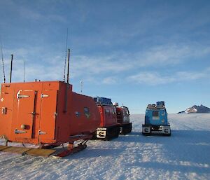 The two Hägglunds with Mt Henderson in the distance — heading towards our overnight destination