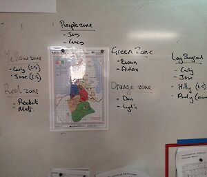 Briefing notes depicting expeditioners being assigned to a search zone