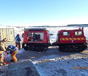 The Mawson dedicated fire response Hägglunds during a training exercise