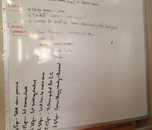 A white board depicting briefing notes provided to expeditioners during a SAR exercise