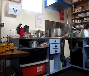 The new and refurbished kitchen inside Colbeck Hut