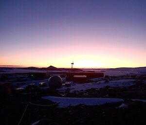 The middle of winter when all we can see is the glow of the sun from beyond the horizon