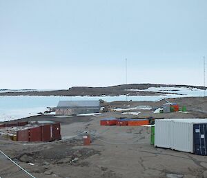 There is not much snow present on East Arm as you look from station — this area is usually covered in snow at this time of the year