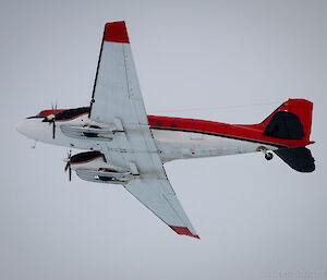 A close-up shot of the Basler plane as it turns and heads back to Davis.