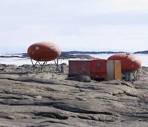 The collection of googie and apple huts that make up Beche Village