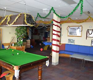 Christmas decorations in the Mawson station living quarters