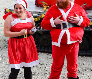 Santa and his female companion Mrs Clause both in Christmas attire