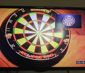 TV screen showing two dart boards