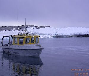 Projecty work boat on the water at Casey