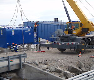 Fuel tank lowered into place