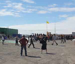 A game of cricket being played at Casey