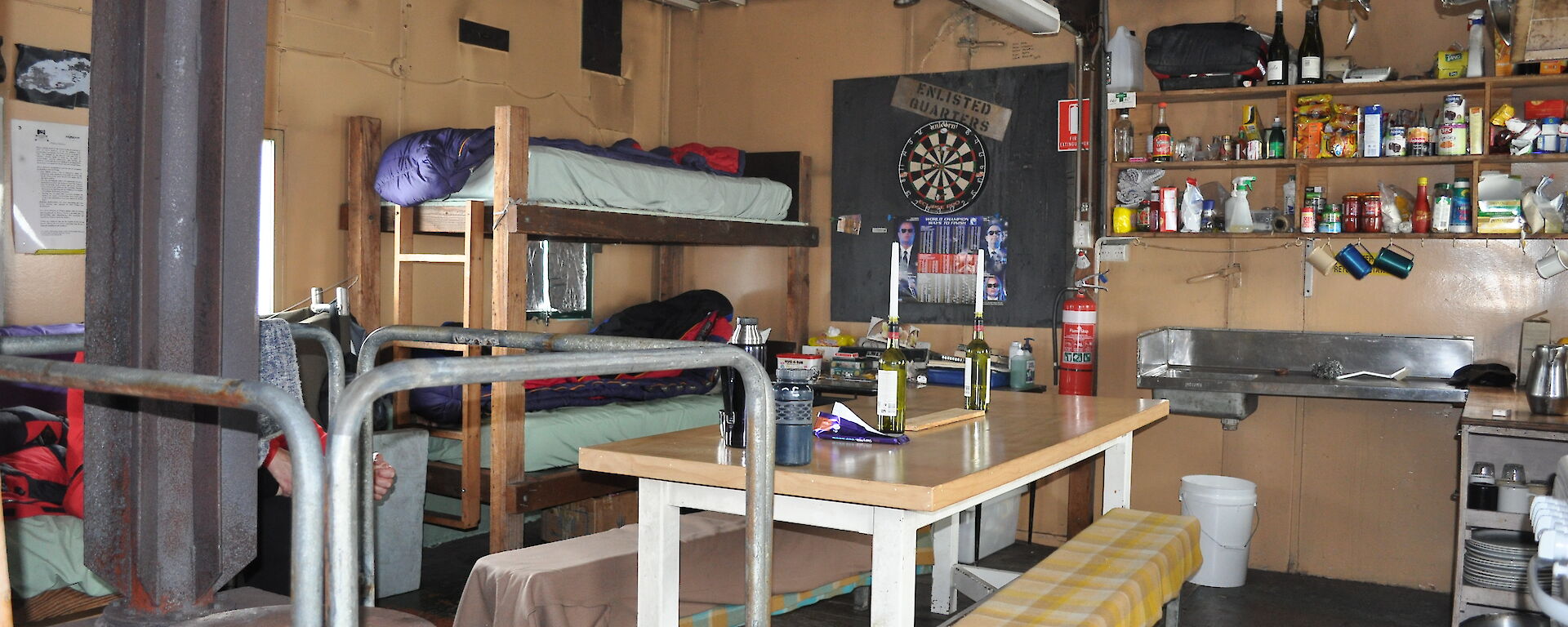 A photo showing the inside of a recreational hut