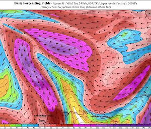 Wind forecasts for airbus route.