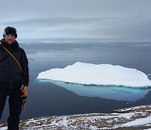 Expeditioner in front of glacier view