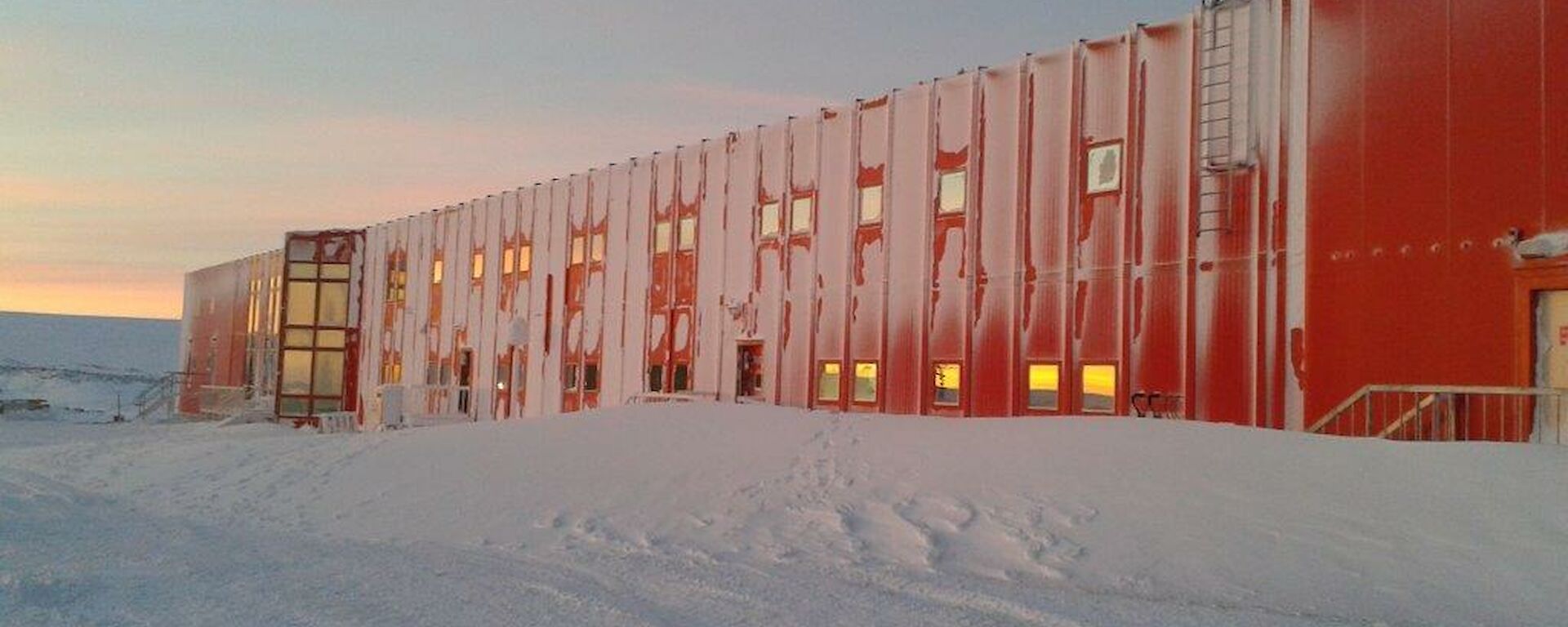 Snow covering accomadation building